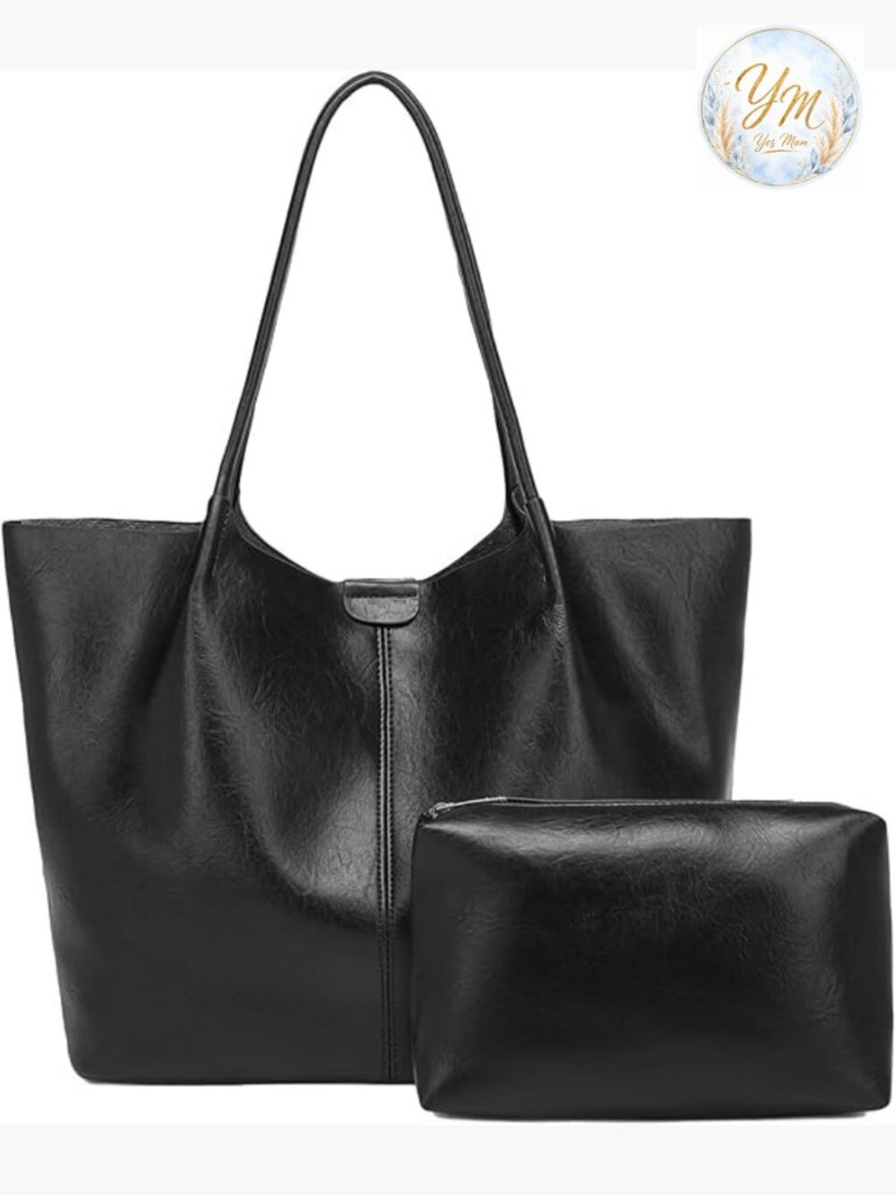 Large Capacity Soft Vegan Leather Tote Bag Work Commute Shoulder Purse
